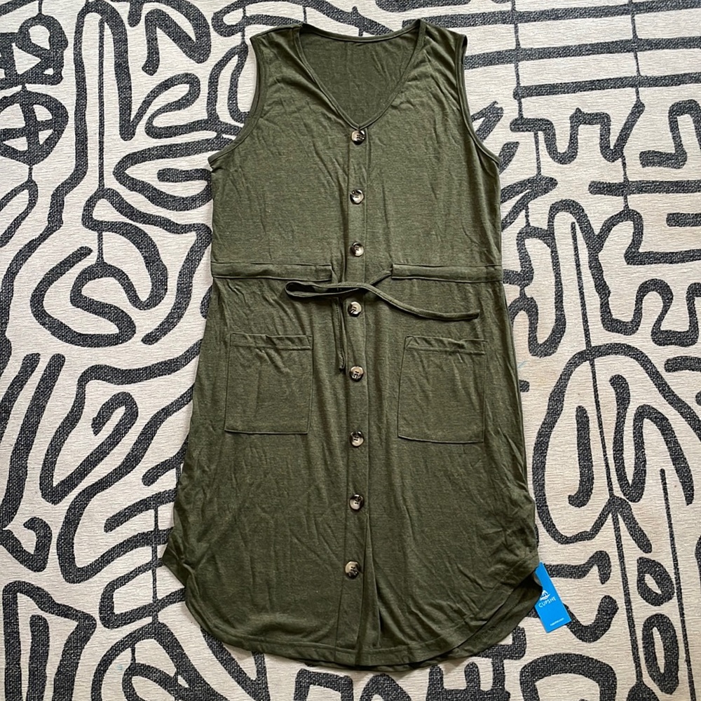 Drawstring Button-Front Dress